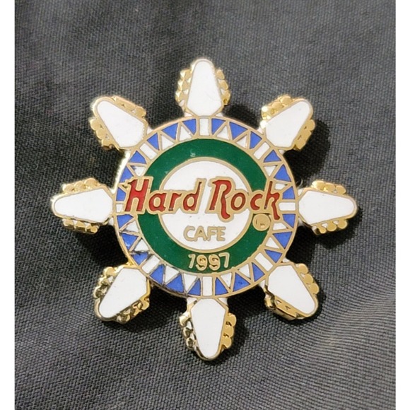 Vtg 1997 Hard Rock Cafe Staff CHRISTmas Snowflake Lapel Pin - Picture 1 of 3